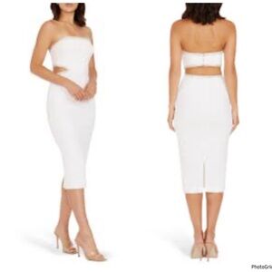 NWT Dress the Population Ari Rhinestone Strapless White Dress XL $288